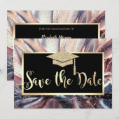 Glitter afstudeerhoed, Abstract Save The Date (Voorkant / Achterkant)