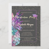 Glitter afstudeerhoed, Ananas, Confetti Kaart (Voorkant)