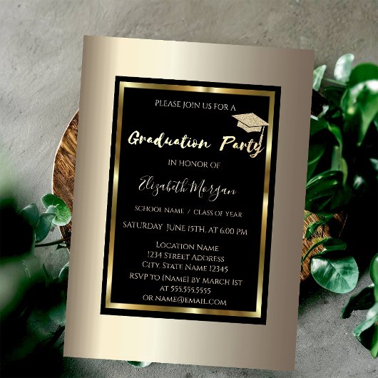 Glitter Afstudeerhoed Champagne Afstuderen Kaart