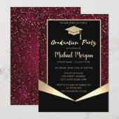 Glitter afstudeerhoed, Confetti Burgundy Afstudere Kaart (Voorkant / Achterkant)