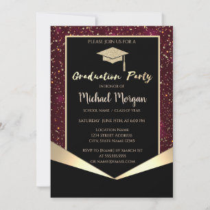 Glitter afstudeerhoed, Confetti Burgundy Afstudere Kaart
