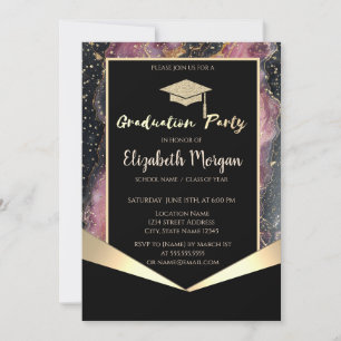 Glitter afstudeerhoed, Confetti Burgundy Marmer Kaart