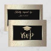 Glitter afstudeerhoed, Confetti Champagne Afstuder RSVP Kaartje (Voorkant / Achterkant)