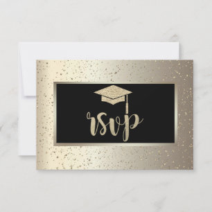 Glitter afstudeerhoed, Confetti Champagne Afstuder RSVP Kaartje