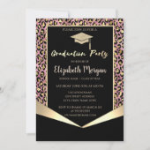 Glitter afstudeerhoed, Confetti Luipaard Afstudere Kaart (Voorkant)