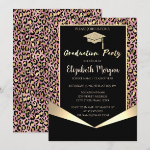 Glitter afstudeerhoed, Confetti Luipaard Afstudere Kaart