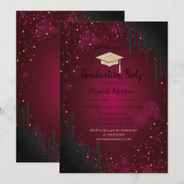 Glitter Afstudeerhoed, Confetti Zwarte Druppels Ro Kaart