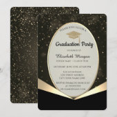 Glitter afstudeerhoed, Gouden confetti afstuderen Kaart (Voorkant / Achterkant)