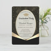 Glitter afstudeerhoed, Gouden confetti afstuderen Kaart (Staand voorkant)