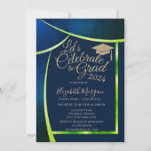 Glitter afstudeerhoed Navy Blauwe Groene Frame Afs Kaart (Voorkant)