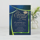 Glitter afstudeerhoed Navy Blauwe Groene Frame Afs Kaart (Staand voorkant)