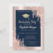 Glitter Afstudeerhoed, Roze Gouden Druppels, Marin Kaart (Voorkant)