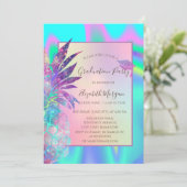 Glitter afstudeermuts, ananas holografisch kaart (Staand voorkant)