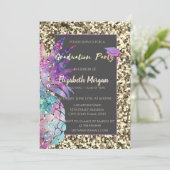 Glitter afstudeermuts, Ananas, Lovertjes Kaart (Staand voorkant)