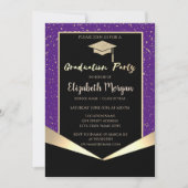 Glitter afstudeermuts,Confetti Paarse Afstuderen Kaart (Voorkant)