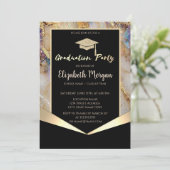 Glitter afstudeermuts,Confetti Parel Marmer Kaart (Staand voorkant)