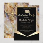 Glitter afstudeermuts,Confetti Parel Marmer Kaart (Voorkant / Achterkant)
