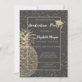 Glitter afstudeermuts, GoudAnanas, Confetti Afstud Kaart (Voorkant)
