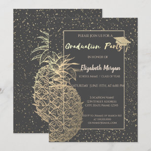 Glitter afstudeermuts, GoudAnanas, Confetti Afstud Kaart