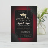 Glitter afstudeermuts,Zwart druipend donkerrood  Kaart (Staand voorkant)