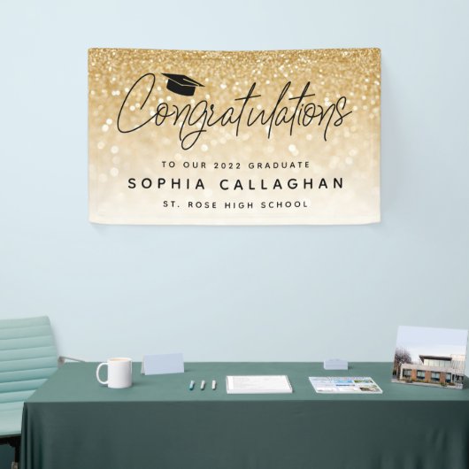 Glitter Afstuderen Gefeliciteerd banner (Beurs)