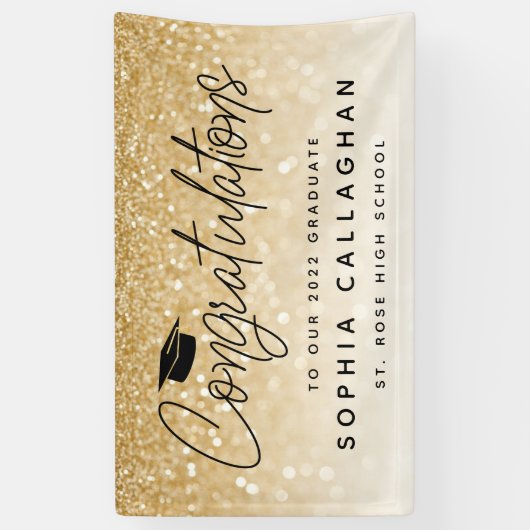 Glitter Afstuderen Gefeliciteerd banner (Verticaal)