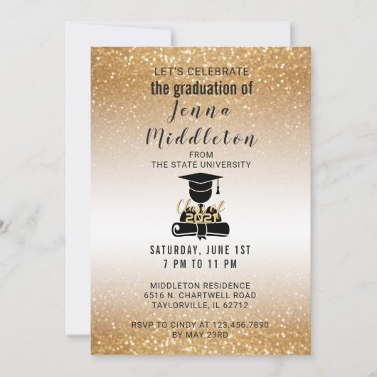 Glitter Afstuderen Kaart (Voorkant)