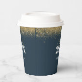 glitter - afstuderen van blauwe en goudklasse van  papieren bekers (Links)