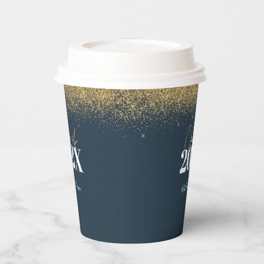 glitter - afstuderen van blauwe en goudklasse van papieren bekers (Links)