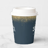 glitter - afstuderen van blauwe en goudklasse van  papieren bekers (Rechts)