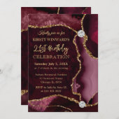 Glitter Agate Birthday (rood en goud) Kaart (Voorkant / Achterkant)