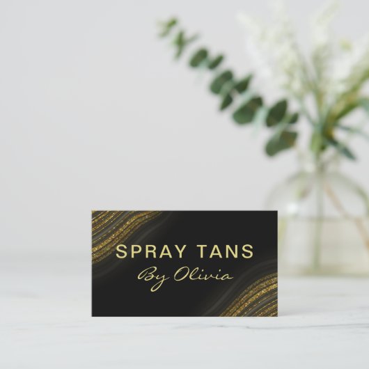 Glitter Agate Spray Tanning Service Visitekaartje (Staand voorkant)
