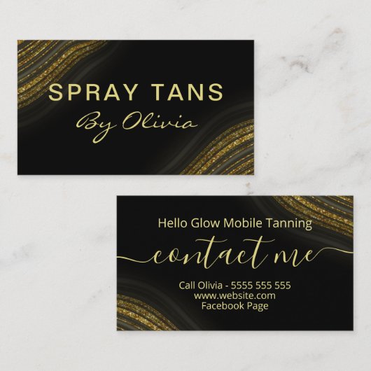 Glitter Agate Spray Tanning Service Visitekaartje (Voorkant / Achterkant)
