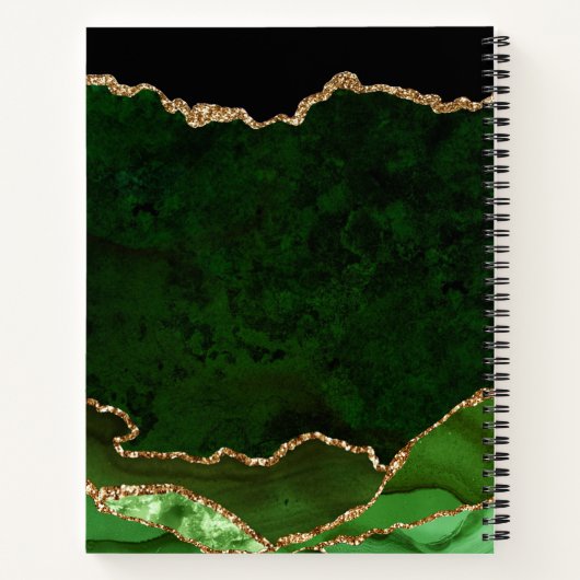 Glitter Agate Wedding Guest Book Green & Gold Faux Notitieboek (Achterkant)