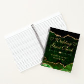 Glitter Agate Wedding Guest Book Green & Gold Faux Notitieboek (Binnen)