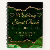 Glitter Agate Wedding Guest Book Green & Gold Faux Notitieboek (Voorkant)
