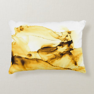 Glitter Alcohol Ink Art. Japanse inktstijl. Beig Accent Kussen