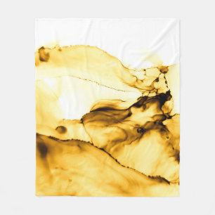 Glitter Alcohol Ink Art. Japanse inktstijl. Beig Fleece Deken