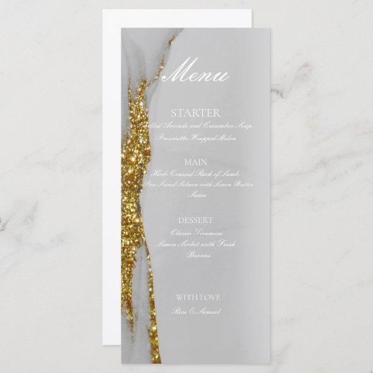Glitter Alcohol Inkt Handgemaakte Gouden Platte Me Menu (Voorkant / Achterkant)