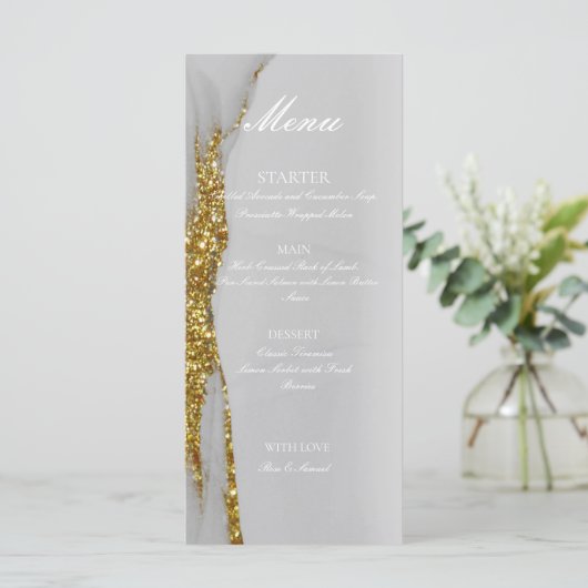 Glitter Alcohol Inkt Handgemaakte Gouden Platte Me Menu (Staand voorkant)
