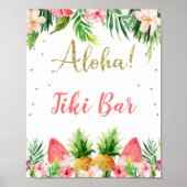 Glitter Aloha Floral Fruit Birthday Party Poster (Voorkant)