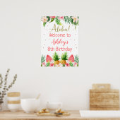 Glitter Aloha Floral Fruit Birthday Welkom Poster (Keuken)