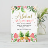 Glitter Aloha tropische vruchten en vruchtendag Kaart (Staand voorkant)