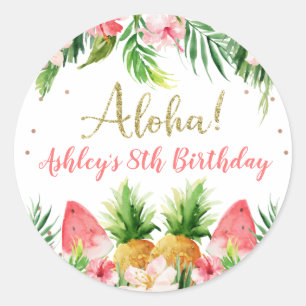 Glitter Aloha tropische vruchten en vruchtendag Ronde Sticker