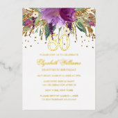 Glitter Amethyst 80th Birthday Fo Folie Uitnodiging (Voorkant)