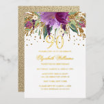Glitter Amethyst 90th Birthday F Folie Uitnodiging<br><div class="desc">Birthday-uitnodigingen in de Little Bayleigh Store!</div>
