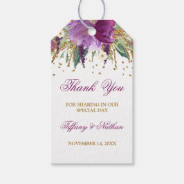 Glitter Amethyst Bloemen Bruidscadeau Bedankkaartj Cadeaulabel