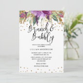 Glitter Amethyst bruids douche uitnodiging (Staand voorkant)