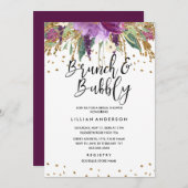 Glitter Amethyst bruids douche uitnodiging (Voorkant / Achterkant)