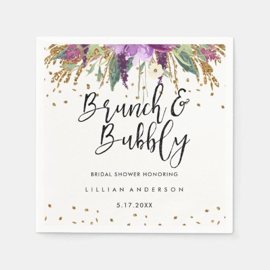 Glitter Amethyst Brunch en Mousserende Bruiloftssh Servetten (Voorkant)